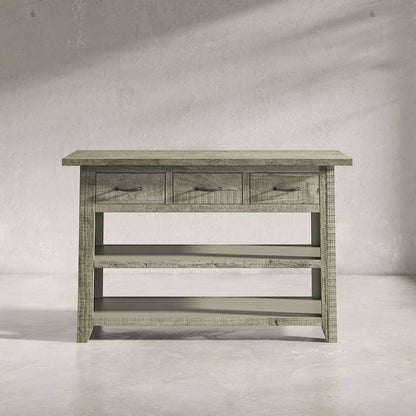 Jofran - Telluride Rustic Distressed Acacia 50in Sofa Table with Drawers and Two Shelves, Driftwood Grey - 2230-14 view 4