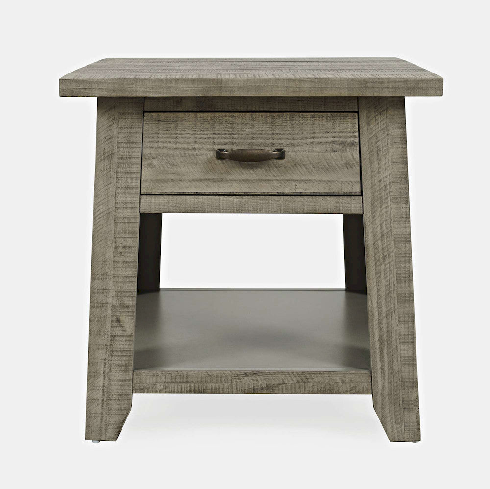 Jofran - Telluride Rustic Distressed Acacia End Table with Storage, Driftwood Grey - 2230-13 view 1