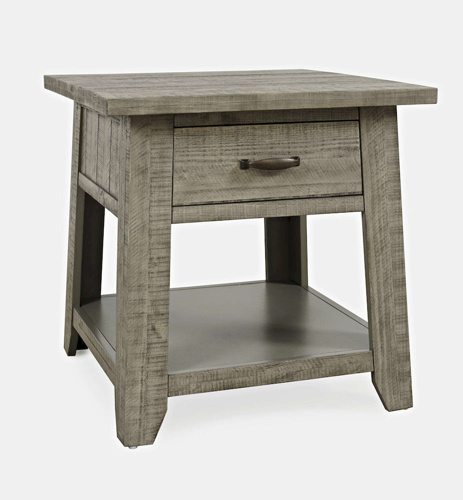 Jofran - Telluride Rustic Distressed Acacia End Table with Storage, Driftwood Grey - 2230-13 view 2