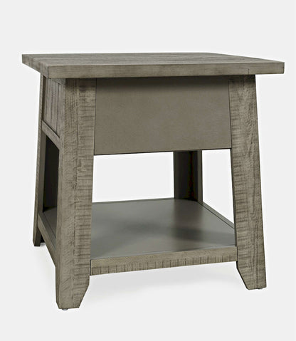 Jofran - Telluride Rustic Distressed Acacia End Table with Storage, Driftwood Grey - 2230-13 view 3