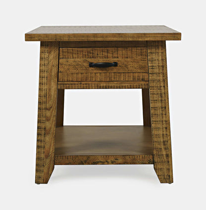 Jofran - Telluride Rustic Distressed Acacia End Table with Storage, Gold - 1800-13 view 1