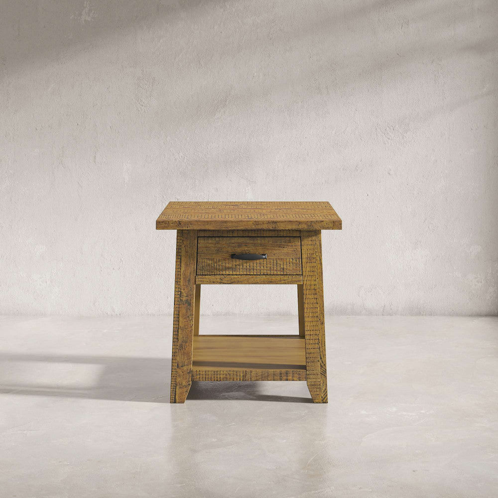 Jofran - Telluride Rustic Distressed Acacia End Table with Storage, Gold - 1800-13 view 4