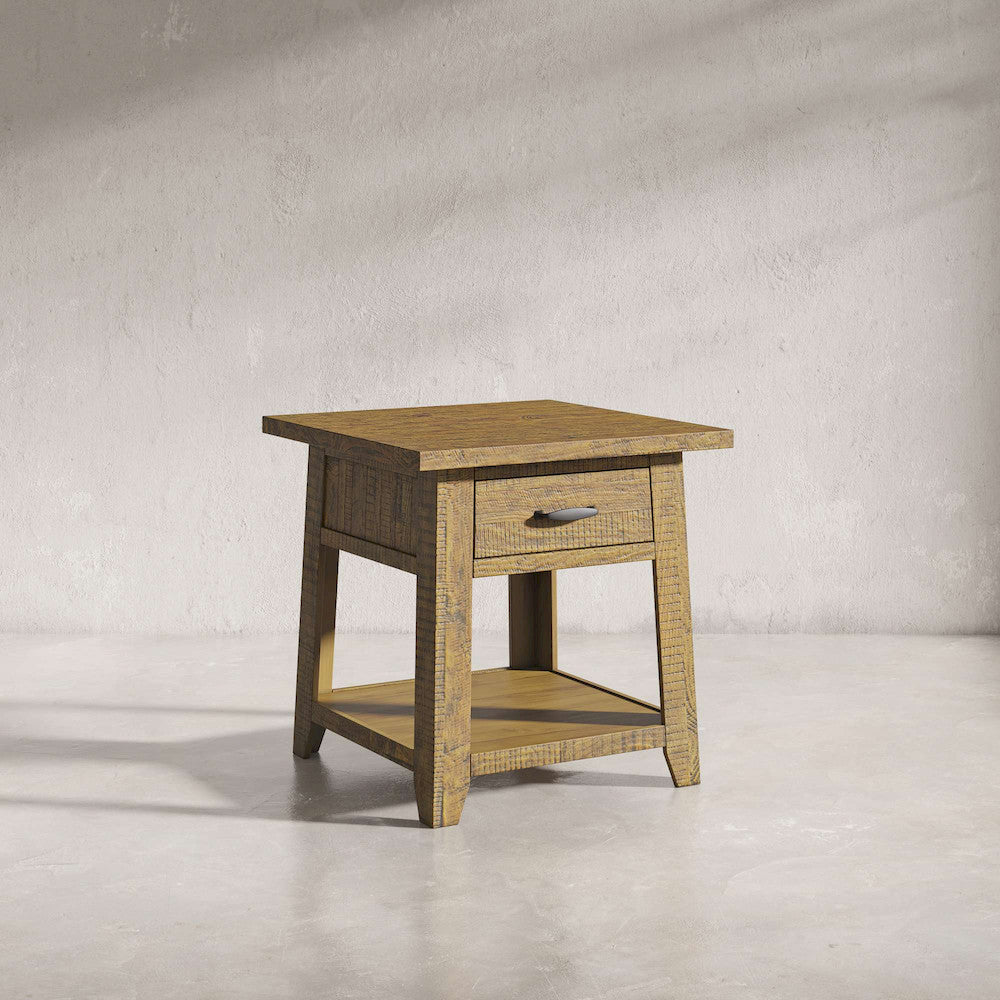 Jofran - Telluride Rustic Distressed Acacia End Table with Storage, Gold - 1800-13 view 5