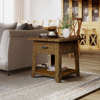 Jofran - Telluride Rustic Distressed Acacia End Table with Storage, Gold - 1800-13 view 11