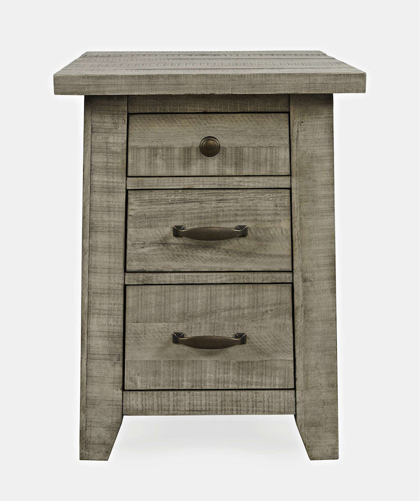 Jofran - Telluride Rustic Distressed Acacia USB Charging Chairside End Table, Driftwood Grey - 2230-18 view 1