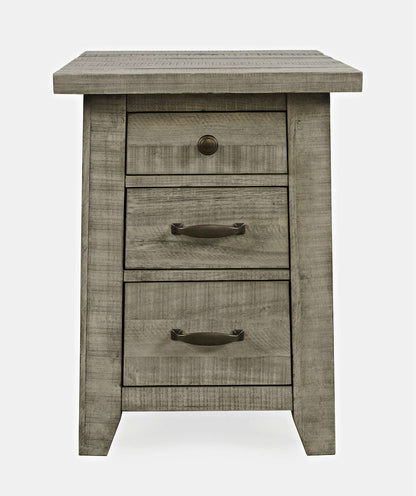 Jofran - Telluride Rustic Distressed Acacia USB Charging Chairside End Table, Driftwood Grey - 2230-18 view 1