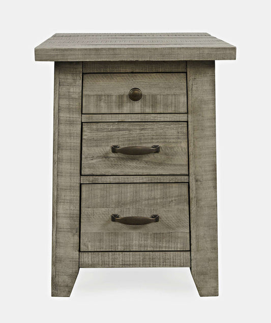 Jofran - Telluride Rustic Distressed Acacia USB Charging Chairside End Table, Driftwood Grey - 2230-18 view 1