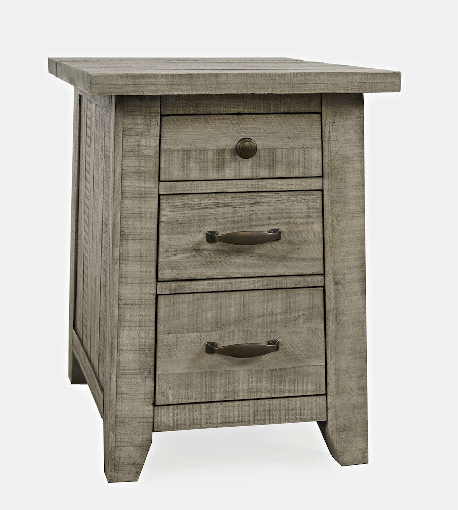 Jofran - Telluride Rustic Distressed Acacia USB Charging Chairside End Table, Driftwood Grey - 2230-18 view 2