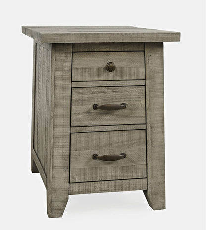 Jofran - Telluride Rustic Distressed Acacia USB Charging Chairside End Table, Driftwood Grey - 2230-18 view 2
