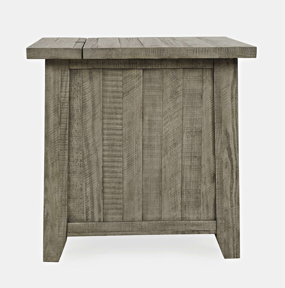 Jofran - Telluride Rustic Distressed Acacia USB Charging Chairside End Table, Driftwood Grey - 2230-18 view 4