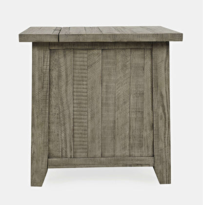 Jofran - Telluride Rustic Distressed Acacia USB Charging Chairside End Table, Driftwood Grey - 2230-18 view 4