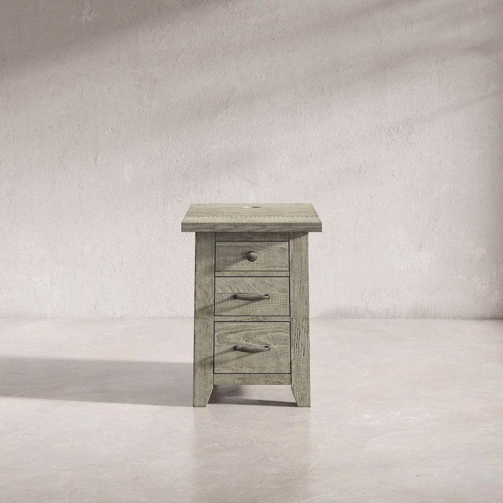 Jofran - Telluride Rustic Distressed Acacia USB Charging Chairside End Table, Driftwood Grey - 2230-18 view 5