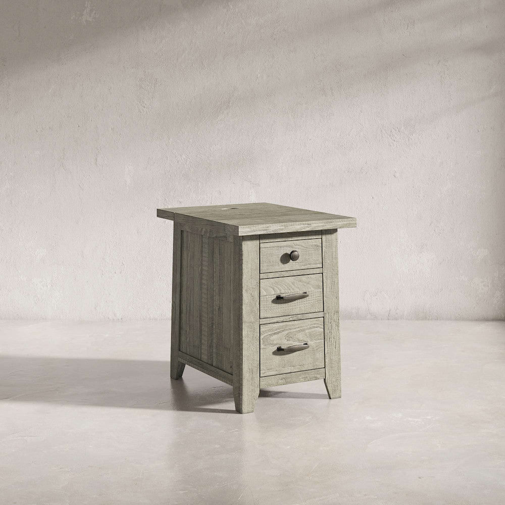 Jofran - Telluride Rustic Distressed Acacia USB Charging Chairside End Table, Driftwood Grey - 2230-18 view 6
