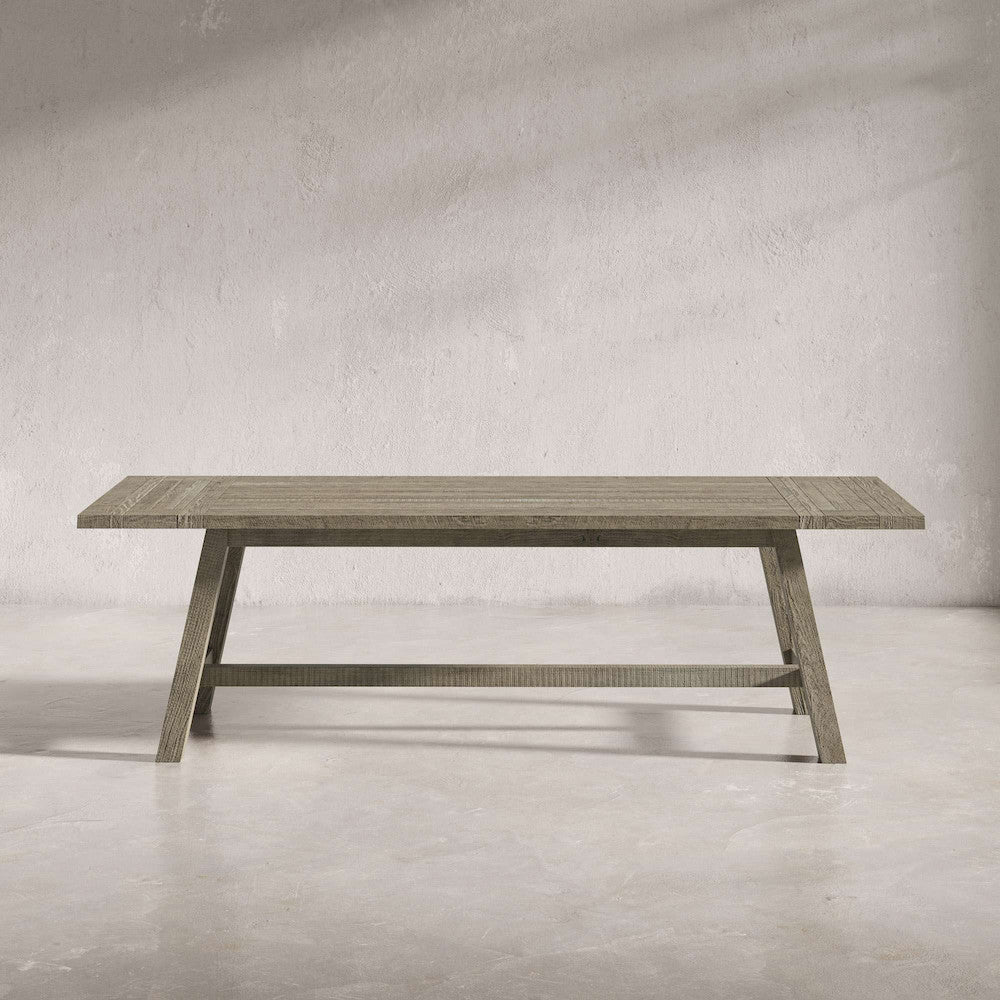 Jofran - Telluride Rustic Distressed Pine 127in Trestle Counter Table with Two Leaves, Driftwood Grey - 2231-127 view 2
