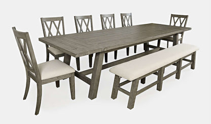 Jofran - Telluride Rustic Distressed Pine 127in Trestle Counter Table with Two Leaves, Driftwood Grey - 2231-127 view 6