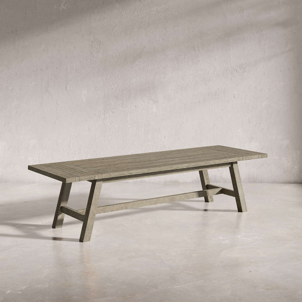 Jofran - Telluride Rustic Distressed Pine 127in Trestle Dining Table with Two Extension Leaves, Driftwood Gray - 2231-42 view 3
