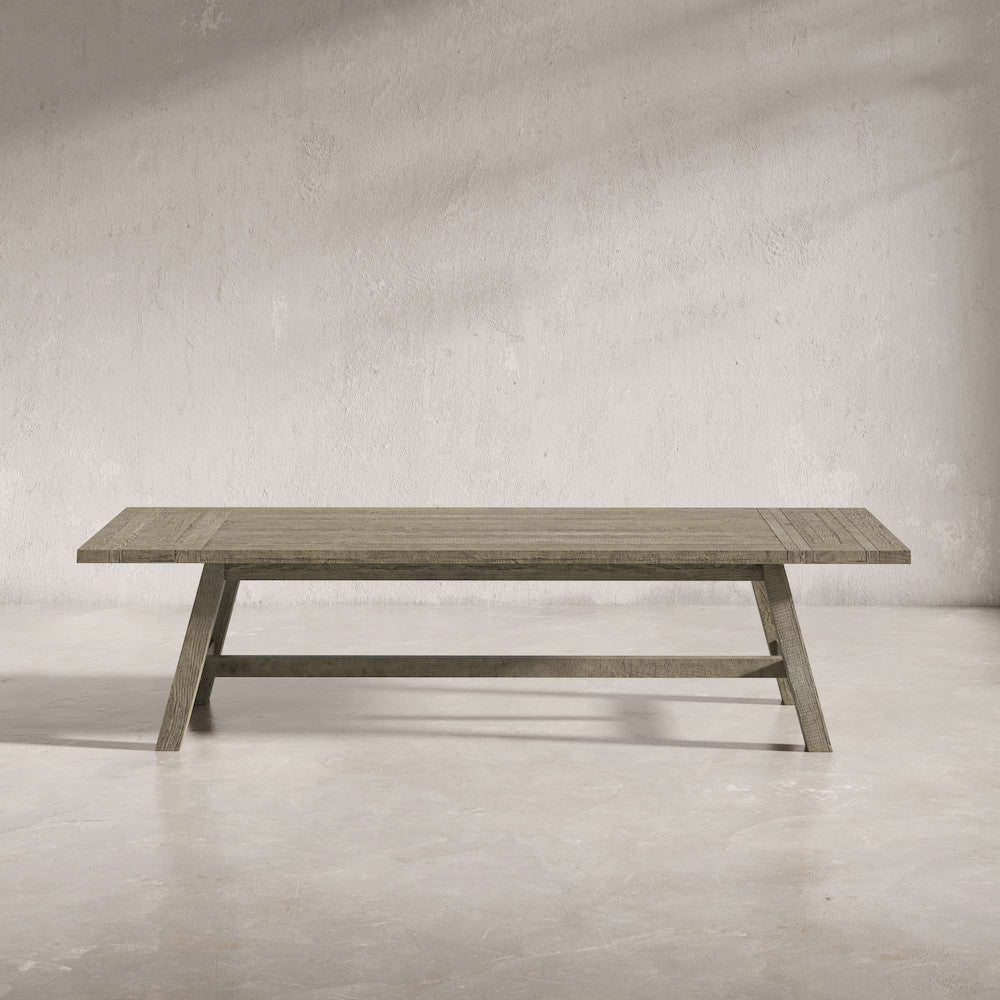 Jofran - Telluride Rustic Distressed Pine 127in Trestle Dining Table with Two Extension Leaves, Driftwood Gray - 2231-42 view 4