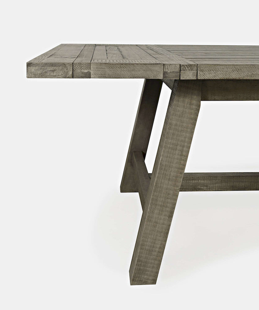 Jofran - Telluride Rustic Distressed Pine 127in Trestle Dining Table with Two Extension Leaves, Driftwood Gray - 2231-42 view 5