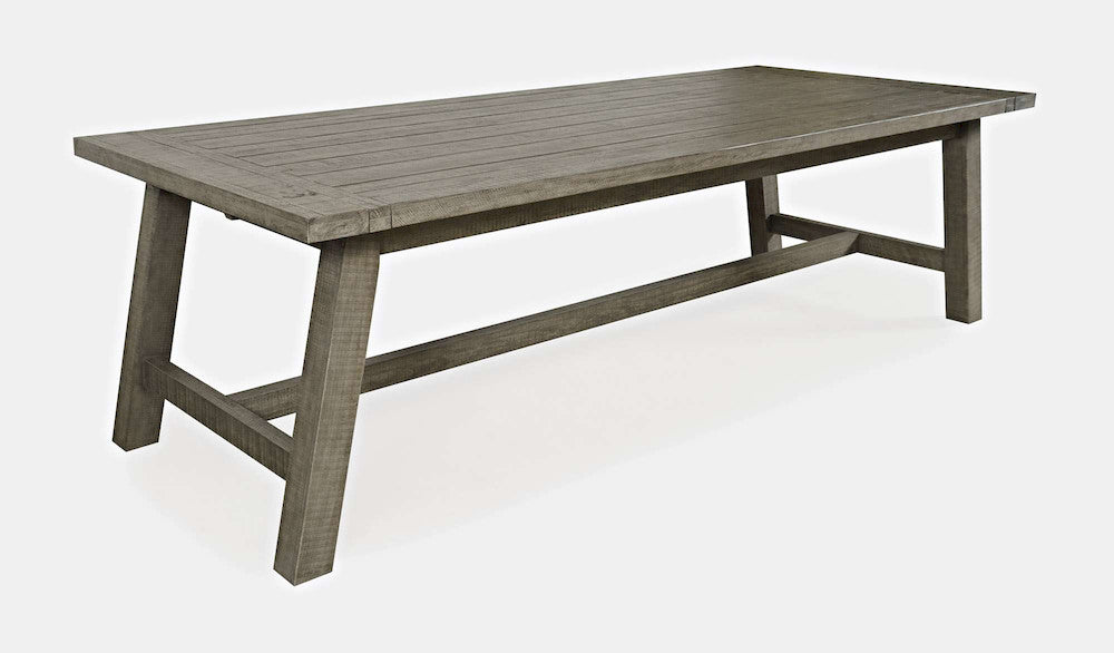 Jofran - Telluride Rustic Distressed Pine 127in Trestle Dining Table with Two Extension Leaves, Driftwood Gray - 2231-42 view 7