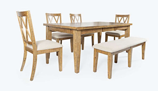 Jofran - Telluride Rustic Distressed Pine 78in Six-Piece Dining Set with Bench - 1801-78D-6 veiw 1