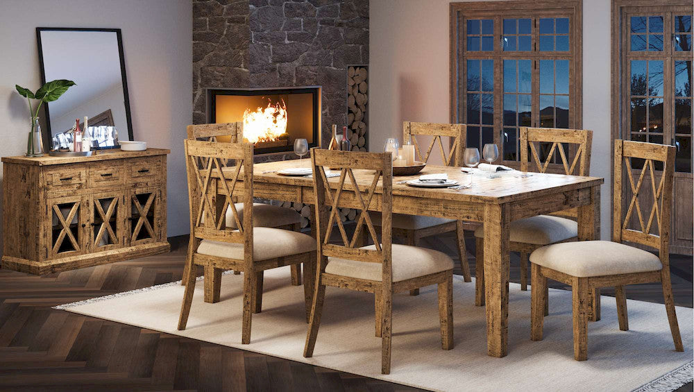 Jofran - Telluride Rustic Distressed Pine 78in Seven-Piece Dining Set - 1801-78D-7 view 6