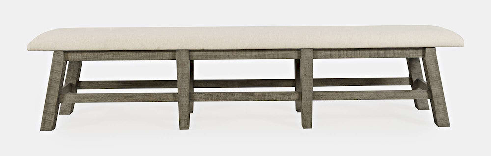 Jofran - Telluride Rustic Distressed Pine 85in Upholstered Dining Bench, Driftwood Gray - 2231-85KD view 1