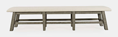 Jofran - Telluride Rustic Distressed Pine 85in Upholstered Dining Bench, Driftwood Gray - 2231-85KD view 1