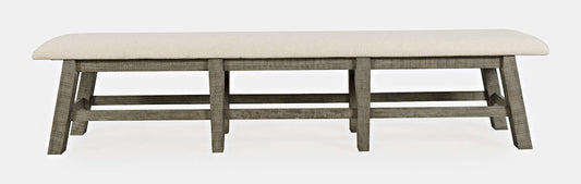 Jofran - Telluride Rustic Distressed Pine 85in Upholstered Dining Bench, Driftwood Gray - 2231-85KD view 1