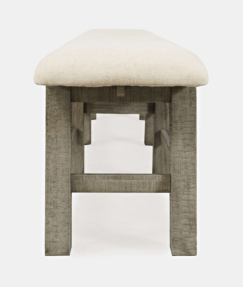 Jofran - Telluride Rustic Distressed Pine 85in Upholstered Dining Bench, Driftwood Gray - 2231-85KD view 3