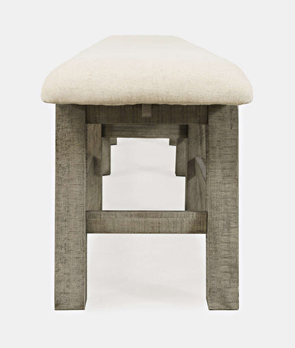 Jofran - Telluride Rustic Distressed Pine 85in Upholstered Dining Bench, Driftwood Gray - 2231-85KD view 3