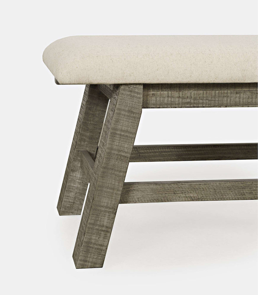 Jofran - Telluride Rustic Distressed Pine 85in Upholstered Dining Bench, Driftwood Gray - 2231-85KD view 5