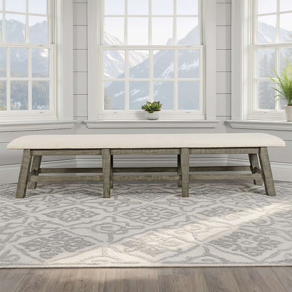 Jofran - Telluride Rustic Distressed Pine 85in Upholstered Dining Bench, Driftwood Gray - 2231-85KD view 8