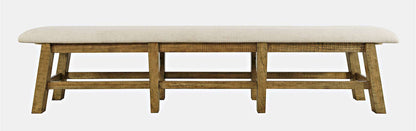Jofran - Telluride Rustic Distressed Pine 85in Upholstered Dining Bench, Gold - 1801-85KD view 1