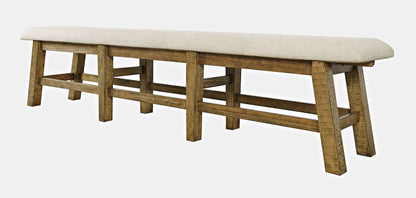 Jofran - Telluride Rustic Distressed Pine 85in Upholstered Dining Bench, Gold - 1801-85KD view 3