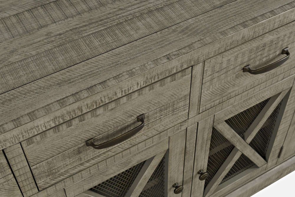Jofran - Telluride Rustic Distressed Pine Sideboard Buffet Hutch with LED Lights, Driftwood Grey - 2231-7071KT view 6