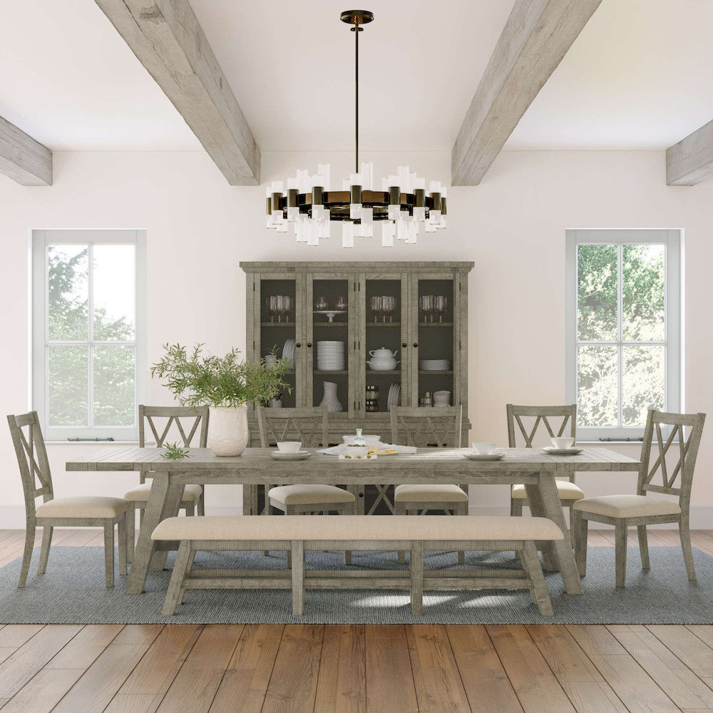 Jofran - Telluride Rustic Distressed Pine Sideboard Buffet Hutch with LED Lights, Driftwood Grey - 2231-7071KT view 9