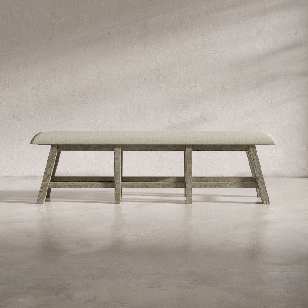 Jofran - Telluride Rustic Distressed Pine Upholstered 85in Counter Height Bench, Driftwood Grey - 2231-BS85KD view 1