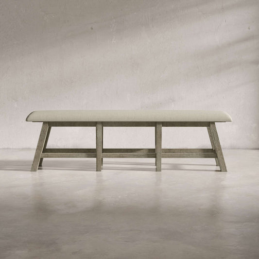 Jofran - Telluride Rustic Distressed Pine Upholstered 85in Counter Height Bench, Driftwood Grey - 2231-BS85KD view 1