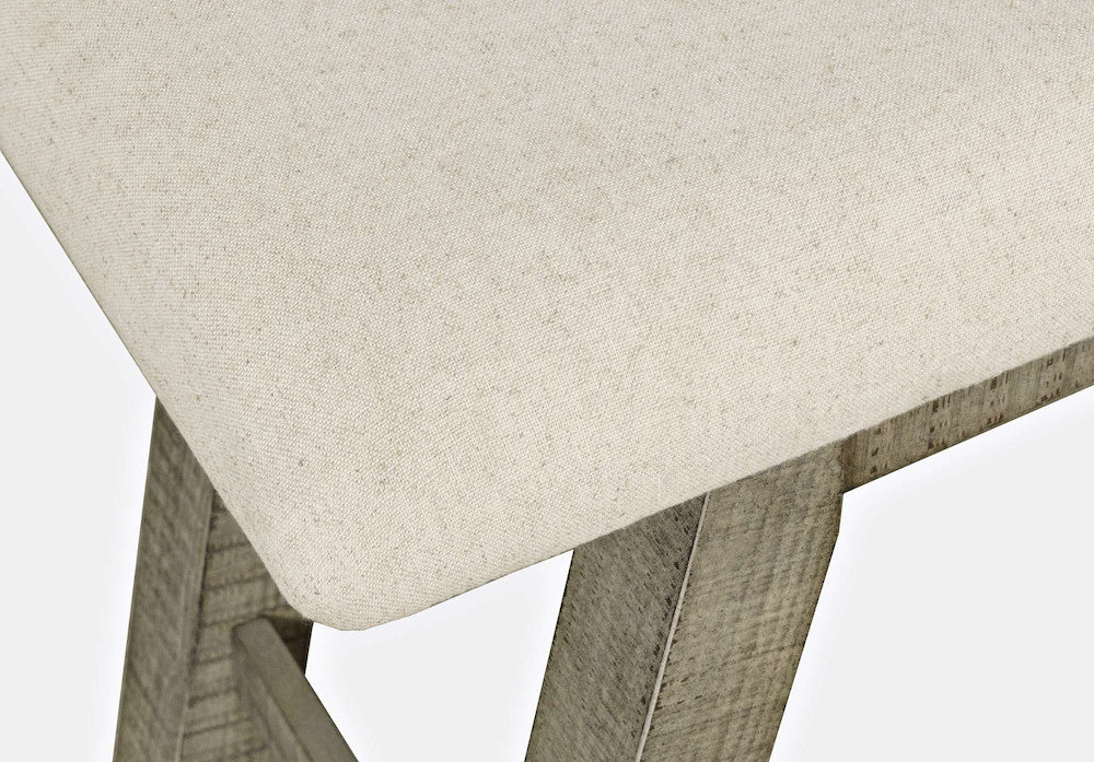Jofran - Telluride Rustic Distressed Pine Upholstered 85in Counter Height Bench, Driftwood Grey - 2231-BS85KD view 5