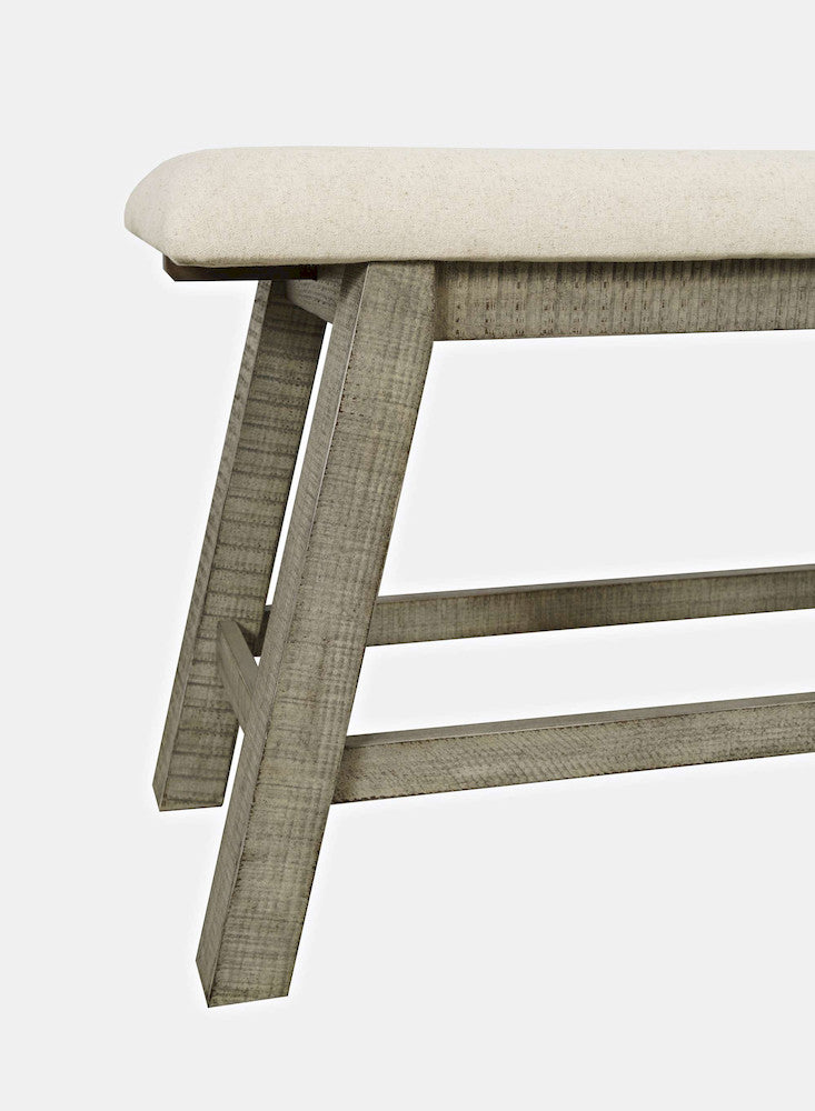 Jofran - Telluride Rustic Distressed Pine Upholstered 85in Counter Height Bench, Driftwood Grey - 2231-BS85KD view 6