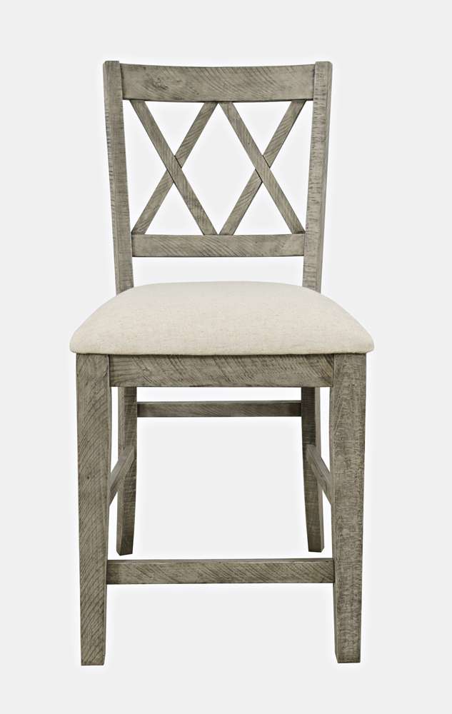 Jofran - Telluride Rustic Distressed Pine Upholstered Counter Stool (Set of 2) Driftwood Grey - 2231-BS420KD veiw 1