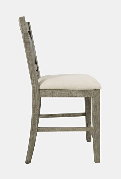 Jofran - Telluride Rustic Distressed Pine Upholstered Counter Stool (Set of 2) Driftwood Grey - 2231-BS420KD veiw 3