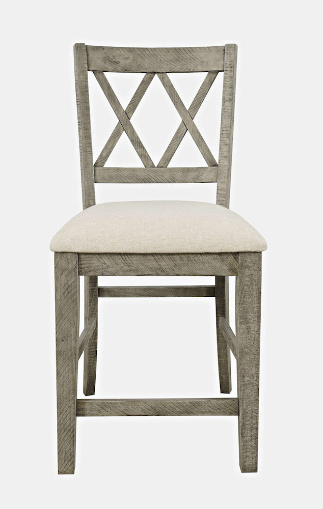 Jofran - Telluride Rustic Distressed Pine Upholstered Counter Stool (Set of 2) Driftwood Grey - 2231-BS420KD view 1