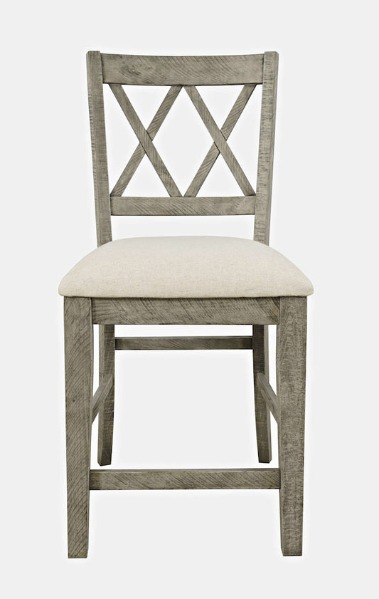 Jofran - Telluride Rustic Distressed Pine Upholstered Counter Stool (Set of 2) Driftwood Grey - 2231-BS420KD view 1