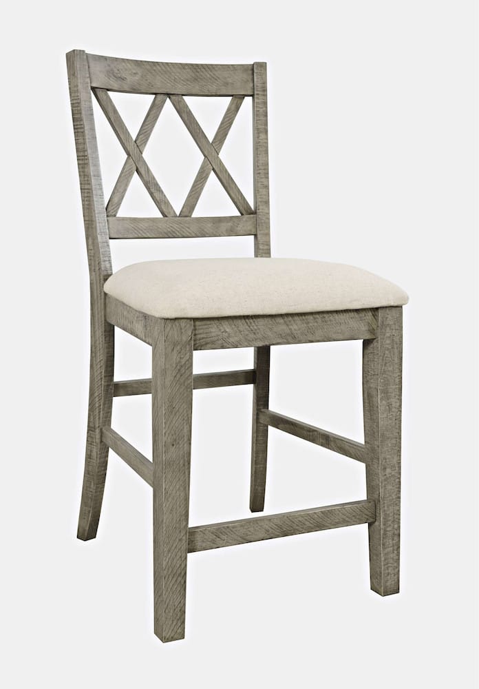 Jofran - Telluride Rustic Distressed Pine Upholstered Counter Stool (Set of 2) Driftwood Grey - 2231-BS420KD view 2