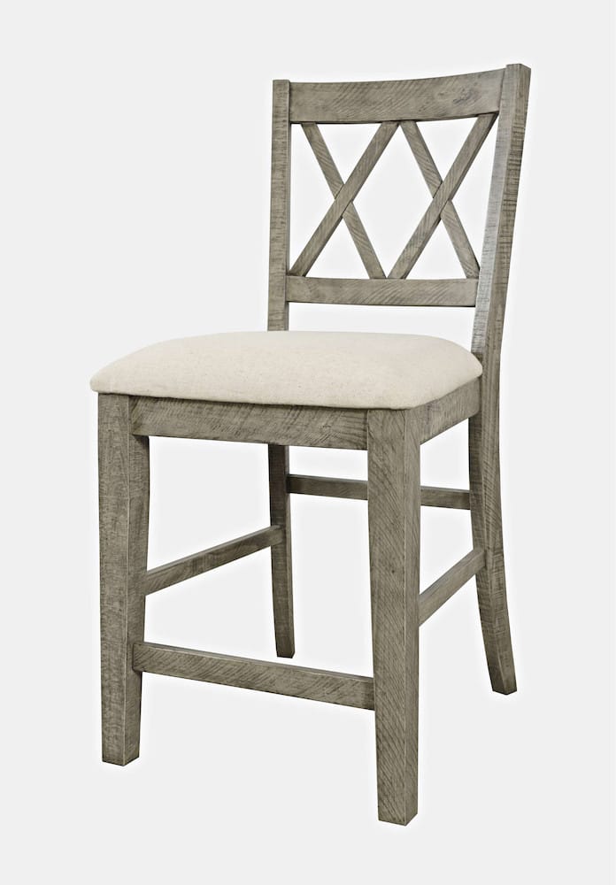 Jofran - Telluride Rustic Distressed Pine Upholstered Counter Stool (Set of 2) Driftwood Grey - 2231-BS420KD view 3