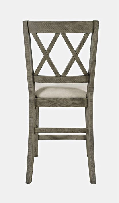 Jofran - Telluride Rustic Distressed Pine Upholstered Counter Stool (Set of 2) Driftwood Grey - 2231-BS420KD view 4
