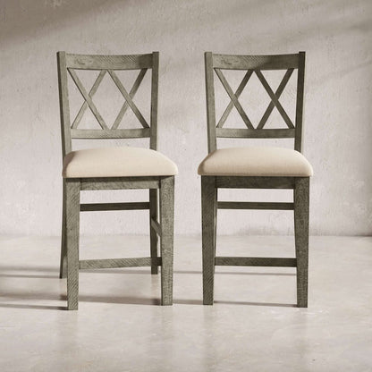 Jofran - Telluride Rustic Distressed Pine Upholstered Counter Stool (Set of 2) Driftwood Grey - 2231-BS420KD view 6