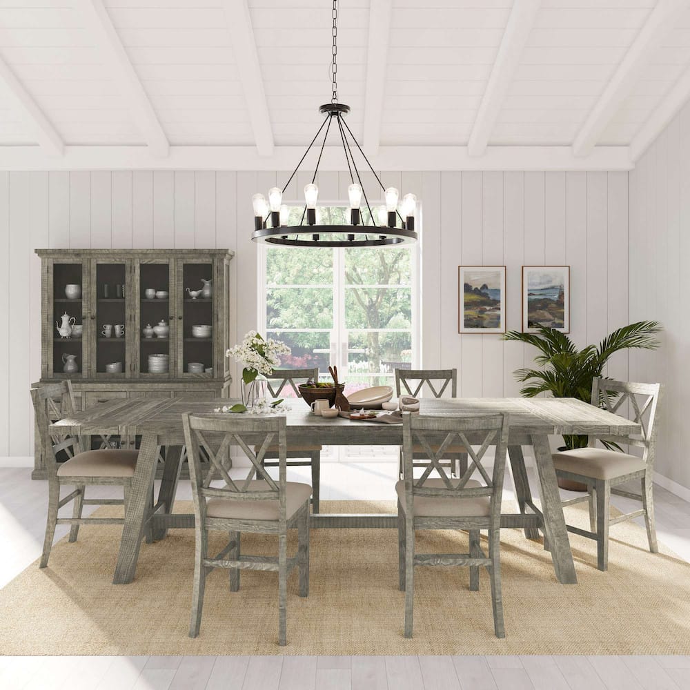 Jofran - Telluride Rustic Distressed Pine Upholstered Counter Stool (Set of 2) Driftwood Grey - 2231-BS420KD view 7