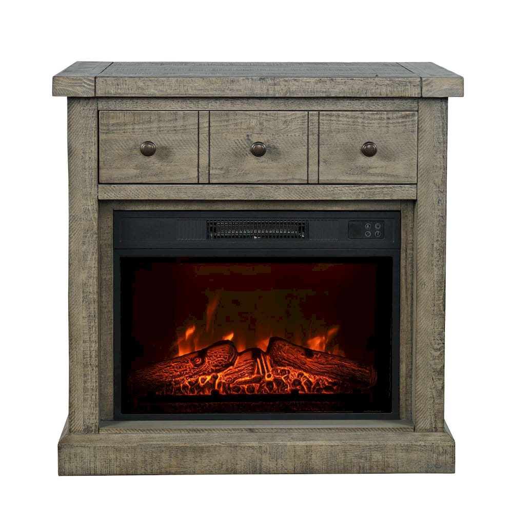 Jofran - Telluride Rustic Farmhouse Solid Wood 32in Electric Fireplace TV Stand Console in Driftwood Grey - 2230-FP32 view 1